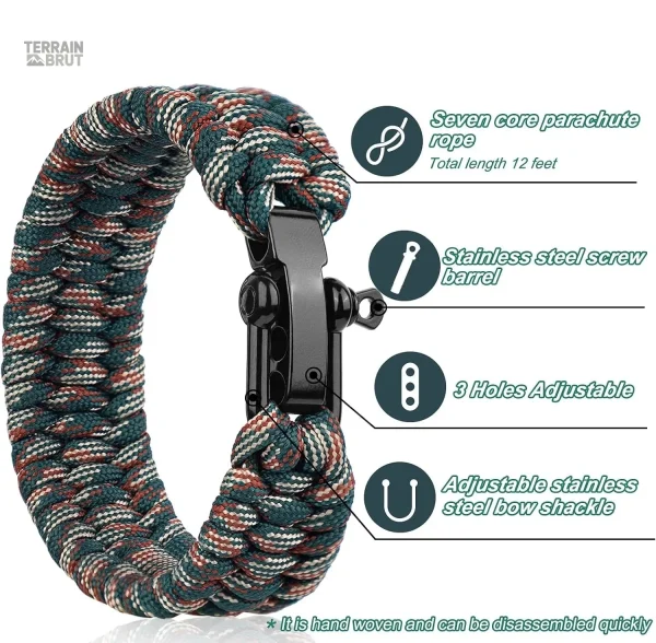 Bracelet de survie en paracorde solide et durable
