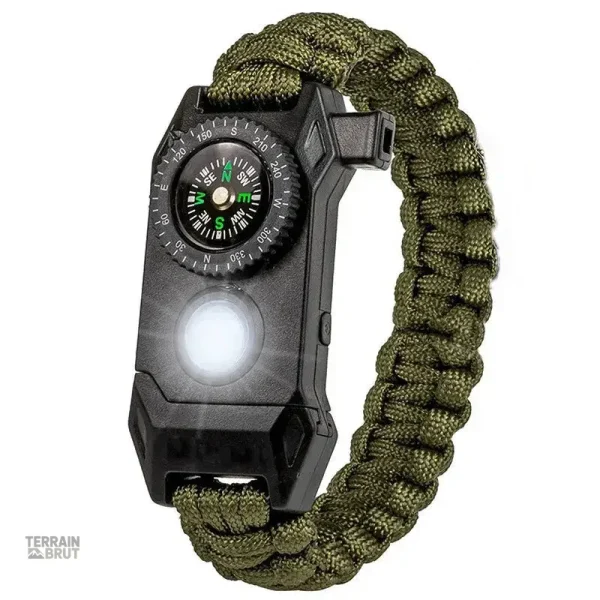 Bracelet de survie en paracorde vert armée