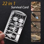Carte de survie en acier inoxydable 22 en 1 pour aventures