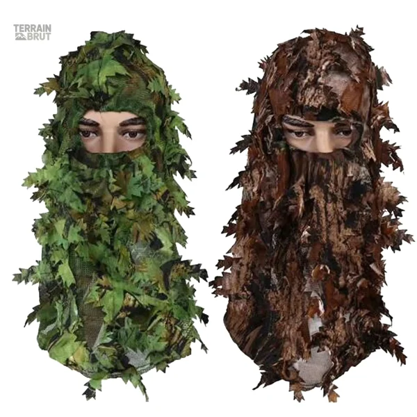 Accessoire outdoor avec chapeau camouflage et masque intégré