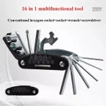 Kit d'entretien compact pour vélo, 16 outils en un