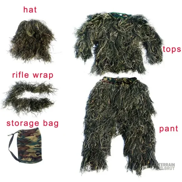 Costume Ghillie adapté pour environnement naturel