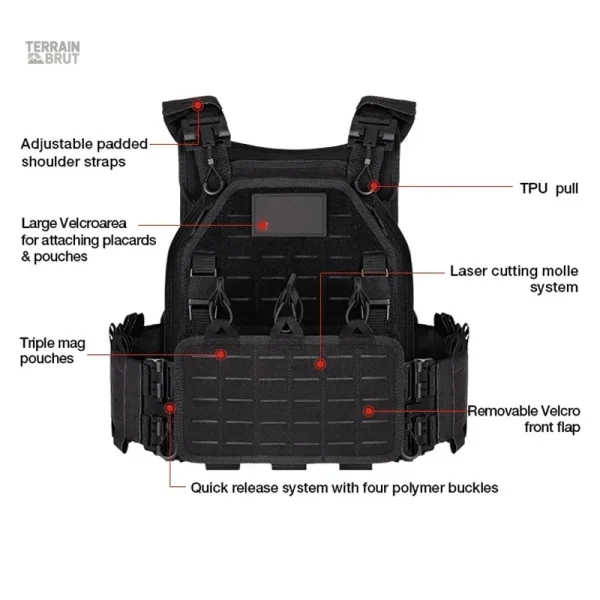 Gilet nylon versatile pour loisirs et équipements tactiques