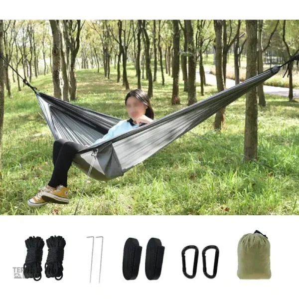 Hamac double avec protection contre les insectes pour plein air