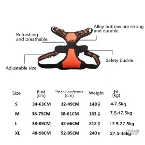 Harnais respirant avec collier intégré