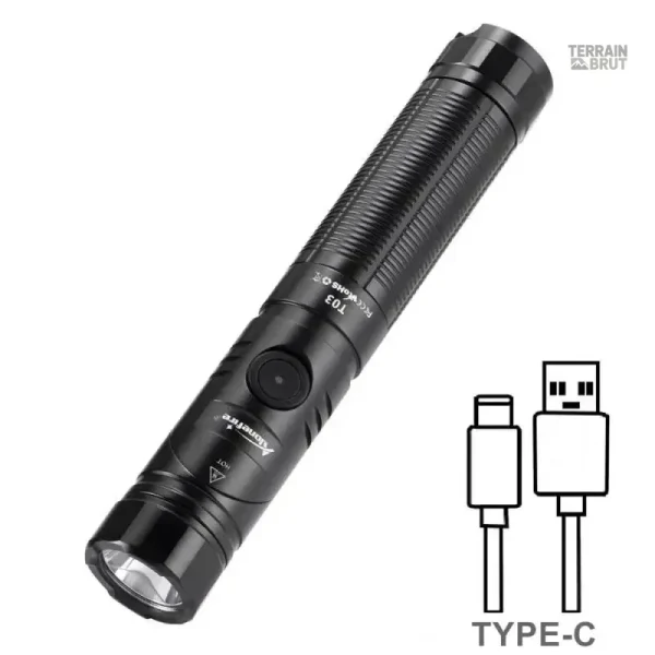 Lampe de survie avec design coudé pour un éclairage ciblé