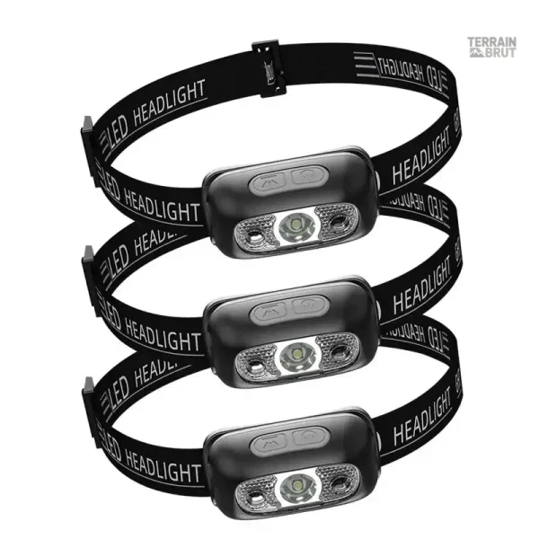 Projecteur frontale noir, lampe portable pour explorations