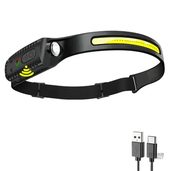 Lampe frontale rechargeable avec capteur de mouvement intégré