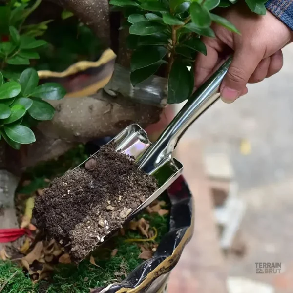 Outil de jardin compact avec pointe affûtée pour plantations