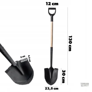 Pelle de survie en métal avec tête aiguisée pour creuser