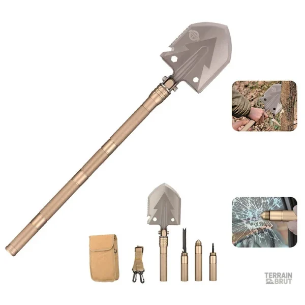 Pelle pliable en acier inoxydable pour survie en plein air