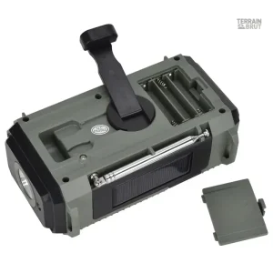 Radio de survie manuelle avec énergie solaire intégrée