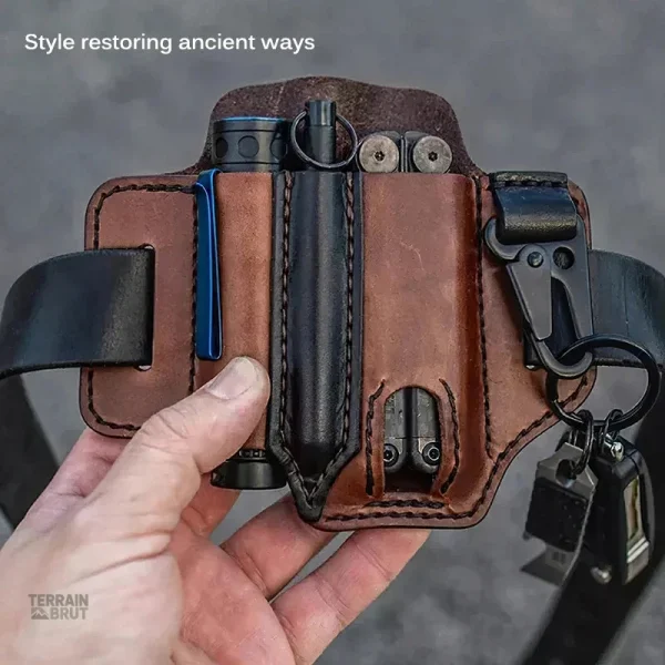 Pochette pour outils en cuir, idéale pour chasseurs et campeurs
