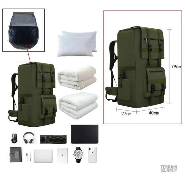 Sac de survie vert idéal pour la randonnée en nature