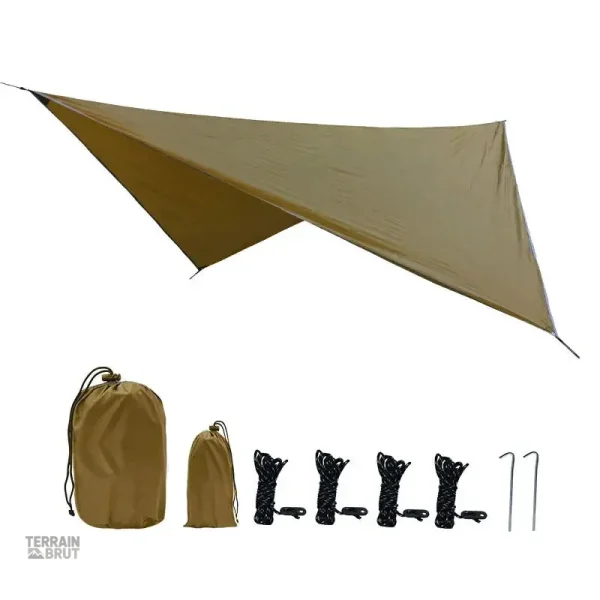 Tarp de survie, bouclier contre pluie et vent
