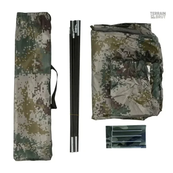 Tente camouflage compacte pour situations d'urgence