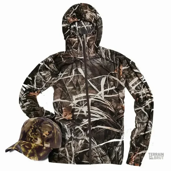Veste à capuche en tissu camouflage résistant