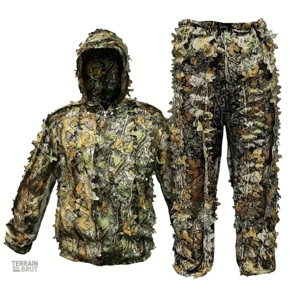 Tenue de chasse camouflage à feuilles
